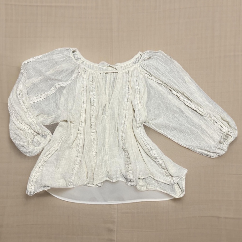 Jen's Pirate Booty Raw Cotton Gauze Boho Peasant Blouse M/L Oversized